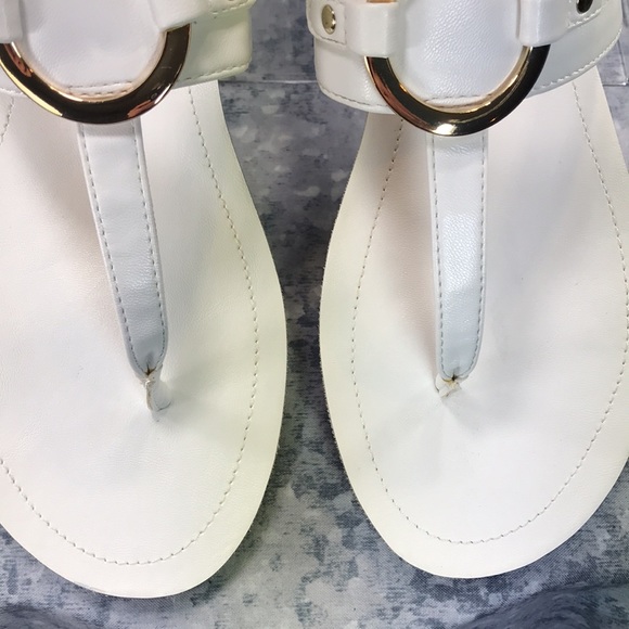 NY&C White Dressy Decorated One Band Thong Sandals Women’s 10M ☀️NWOT☀️ - Picture 4 of 12
